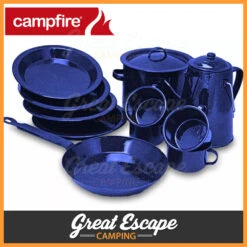 Campfire Enamel Cookware Set - 11 Piece -OZtrail Store EN8030 2