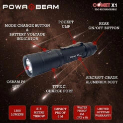 Powa Beam Comet X1 LED Torch -OZtrail Store F CX1 5
